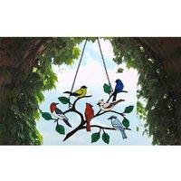 Birds On Branch Glass Hanging Decoration