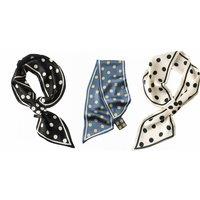 Unisex White Polka Dot Silky Scarf - 3 Colours, Lightweight Spring Accessory