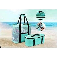 2-In-1 Outdoor Beach Mesh Tote Bag - Green, Black, Blue Or Pink!