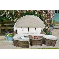 180Cm Rattan Day Bed & Table - Cover Option