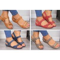 Pu Leather Open Toe Sandals - 7 Sizes & 4 Colours! - Grey