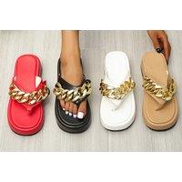 Chain Detail Platform Sandals - 5 Sizes & 4 Colours!