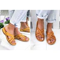 Bunion Cross Strap Flat Sandals - 6 Sizes & 4 Colours! - Grey
