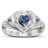 Dazzling Blue Heart Crystal Ring