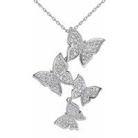 Linked Crystal Butterflies Pendant - Silver