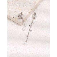 Asymmetric Clip On Drop Earrings - Silver