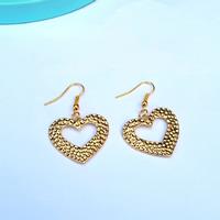Exquisite Heart-Shaped Gold Drop Earrings