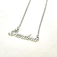 Stainless Steel Grandma Pendant Necklace - Silver