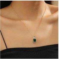 Gold Crown Green Crystal Necklace