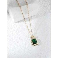 Gold Crown Green Crystal Necklace