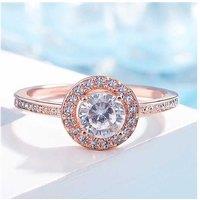 Exquisite Rose Gold Halo Crystal Ring