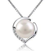 Dazzling Silver Pearl Heart Crystal Necklace