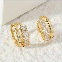 Exquisite Gold Ear Cuff Earrings With Radiant Zirconia