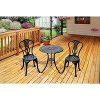 Outsunny 3pc Weather-Resistant Aluminium Bistro Set - Black, Patio Garden Furniture
