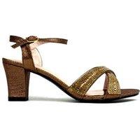 Silver Women's Synthetic Chic Heel Ankle Strap Sandals - Elegant Formal & Casual Footwear