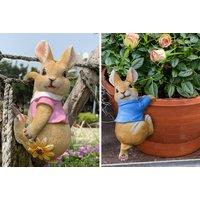 Hanging Bunny Garden Ornament - Blue Or Pink