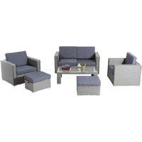 Outsunny 6-Piece Weather-Resistant Rattan Dining Set - Timeless Grey