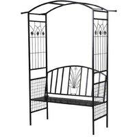 Outsunny Elegant Steel Outdoor Arch With Bench