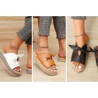 Women'S Bow Knot Platform Sandals - White, Black Or Brown