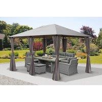 3M X 4M Weather-Resistant Steel Gazebo With Side Curtains - Grey