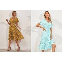 Women'S Floral V-Neck Dress - 4 Colours