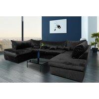 Milano Back Corner U-Shaped Velour Velvet Sofa - 2 Colours! - Black