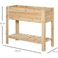 Outsunny Wooden Raised Garden Plant Stand - Durable Fir, Elevated Bed