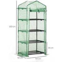 Outsunny 4-Tier Mini Greenhouse for Herbs, Flowers & Seedlings - Weatherproof, 63" Steel Frame