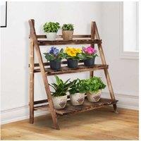 Outsunny 3-Tier Wooden Flower Stand