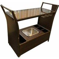 Weather-Resistant Rattan Trolley Garden Bar - Portable Outdoor Drinks Station