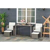 5Pc Weather-Resistant Rattan Dining Set With Reclining Chairs