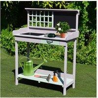 HOMCOM Deluxe Fir Wood Potting Table with Sink & Storage - Outdoor Gardening Workbench