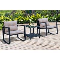 Outsunny 3-Piece Rattan Rocking Garden Set - Weather-Resistant Patio Furniture