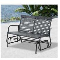 Outsunny 2-Seater Weather-Resistant Wicker Bench - Black