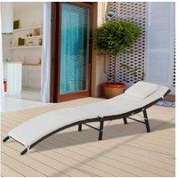 Outsunny Portable Folding Rattan Sun Lounger For Patio