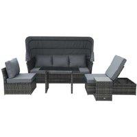 Outsunny 5-Piece Luxury Outdoor Rattan Sofa Set