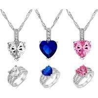 Crystal Heart Pendant And Ring Set