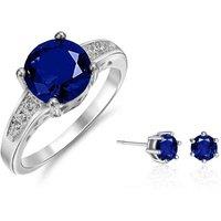 Blue Cz Earrings And Ring Set