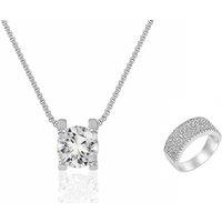 Premium Crystal Pendant And Cz Ring Set