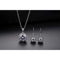Dazzling Halo Crystal Pendant & Ring Ensemble