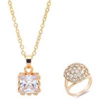 Solitaire Crystal Pendant And Ring Set