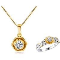 Gold Flower Necklace And Ring Set