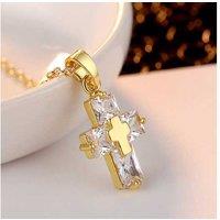 Elegant Cross Crystal Necklace & Earrings Set