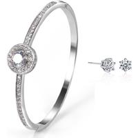 Premium Crystal Bangle And Earrings Set