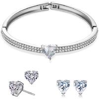 Enchanting Heart Crystal Bangle & Earrings Set