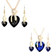 Crystal Heart Necklace Earrings Set