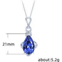 Elegant Silver Tone Blue Sapphire Teardrop Pendant Necklace - Statement Piece, Hypoallergenic, 46Cm Chain