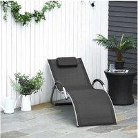 Outsunny Foldable Weather-Resistant Reclining Sun Lounger Chair - Adjustable Headrest