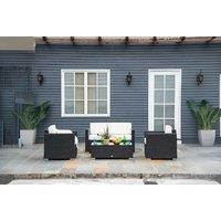 Outsunny 4-Seater Modern Black Rattan Garden Sofa Set - Weather-Resistant