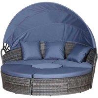 Outsunny Rattan Sun Bed Set - Weather-Resistant Recliner for Six